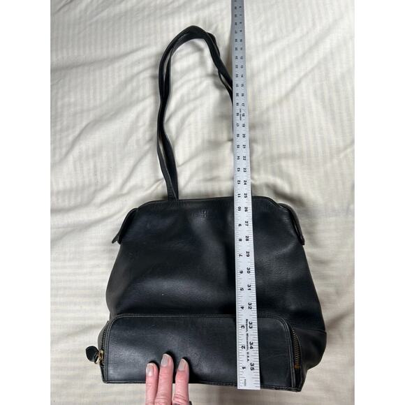 Etienne Algner Black leather shoulder bag Bohemian Hippie Grunge Hobo Basic - Picture 11 of 13